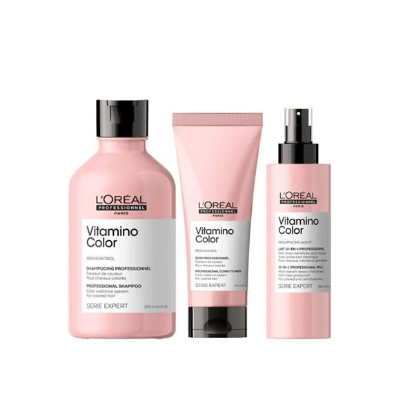 Imagen de Pack Vitamino Color Loreal Pro Shampoo, Acondicionador Y Spray