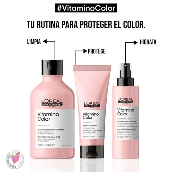 Imagen de Pack Vitamino Color Loreal Pro Shampoo, Acondicionador Y Spray