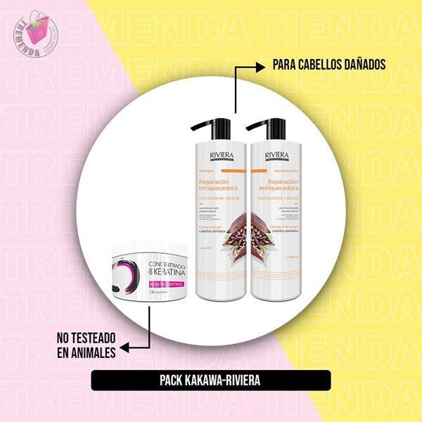 Imagen de Shampoo 1l + Acond. S/sal Cabellos Dañado + Keratina Riviera