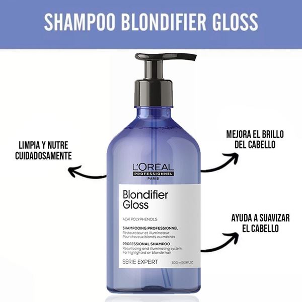 Imagen de Shampoo Loreal Blondifier Gloss Restaura Nutre Suaviza 500ml