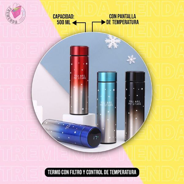 Imagen de Botella Térmica Con Filtro Y Control De Temperatura Estrellitas 500ml