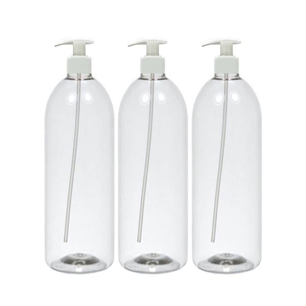 Imagen de Pack 3 Botellas Plastica Con Valvula Cremera Blanca 1 Litro