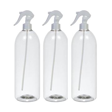 Imagen de Pack 3 Botellas Plastica Con Valvula Rociador Blanco 1 Litro