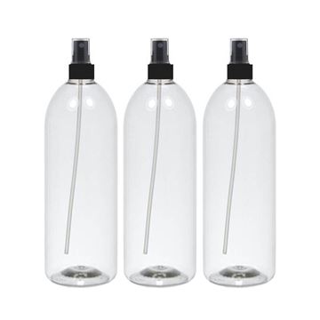 Imagen de Pack 3 Botellas Plastica Con Valvula Spray Negro 1 Litro