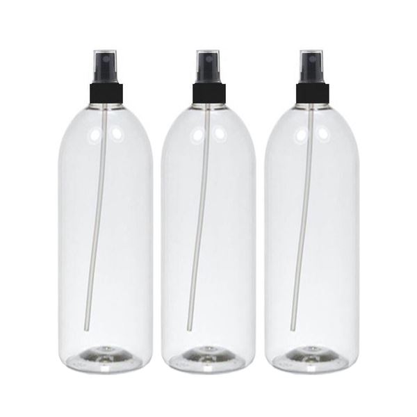 Imagen de Pack 3 Botellas Plastica Con Valvula Spray Negro 1 Litro