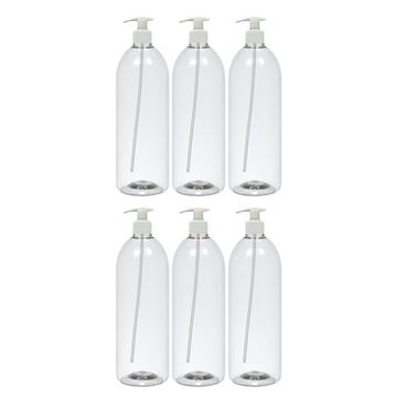 Imagen de Pack 6 Botellas Plastica Con Valvula Cremera Blanca 1 Litro