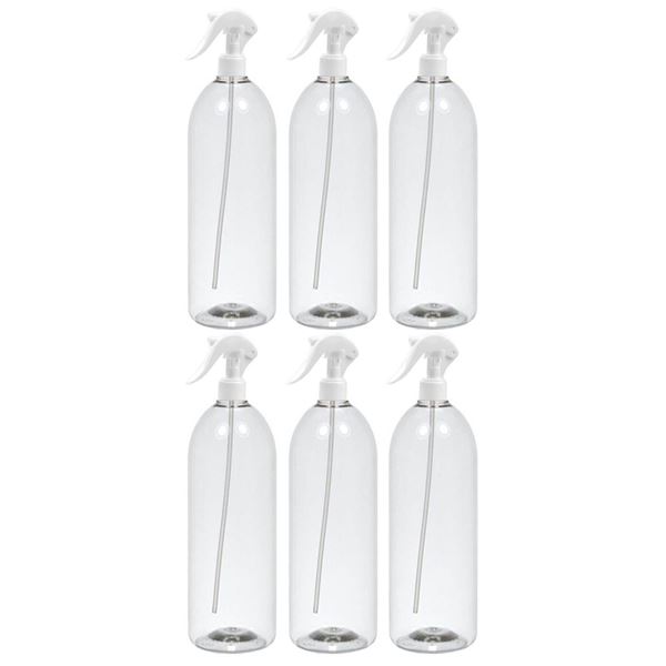 Imagen de Pack 6 Botellas Plastica Con Pico Rociador Blanco 1 Litro