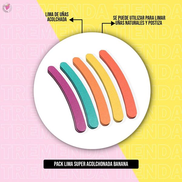 Imagen de Pack 50 Limas Banana Colores Super Acolchonada 18cm Manicura