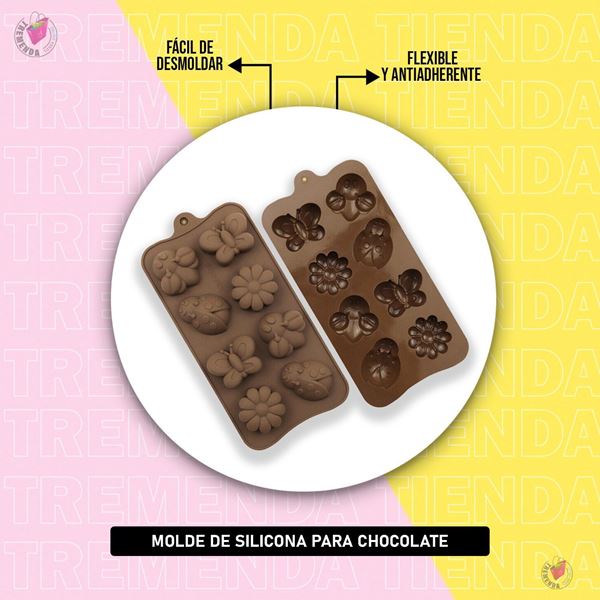 Imagen de Molde De Silicona De Flores Y Mariposas Chocolate Postre