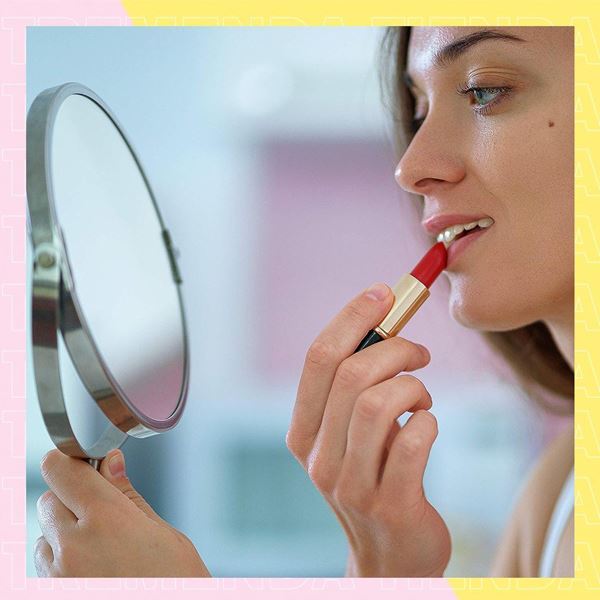 Imagen de Espejo Para Maquillaje 15 Cm Doble Cara Plata Con Aumento X5