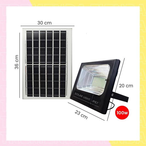 Imagen de Foco Reflector Led 100w Para Exterior Panel Solar Y Sensor