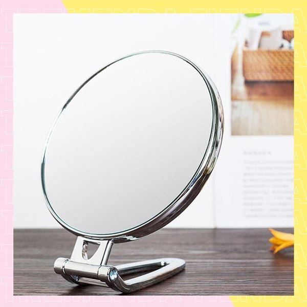 Imagen de Espejo Para Maquillaje 14,5 Cm Diametro Doble Cara Plateado