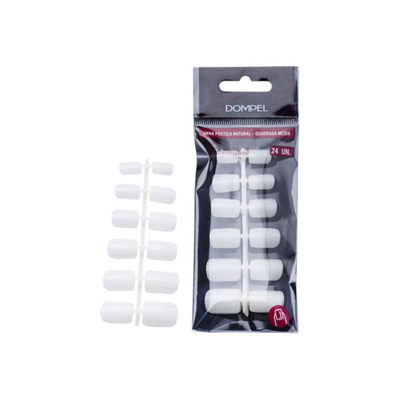 Imagen de Uñas Postizas Cuadradas Medianas Color Natural Dompel X24 U