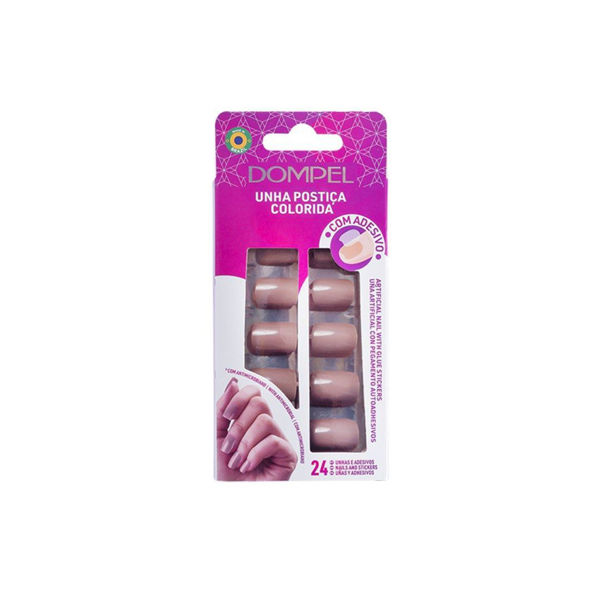 Imagen de Uñas Postizas Cuadradas Mediana Color Nude Moca Dompel X24 U