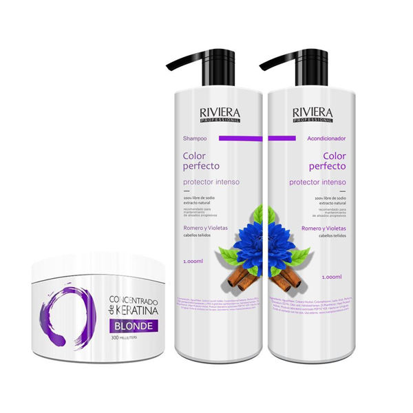 Imagen de Shampoo 1l + Acond. Cabellos Teñidos + Keratina Matizadora