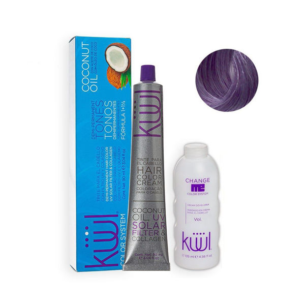 Imagen de Tinta Kuul Morado Metalico Con Aceite Coco 90ml + Oxidante