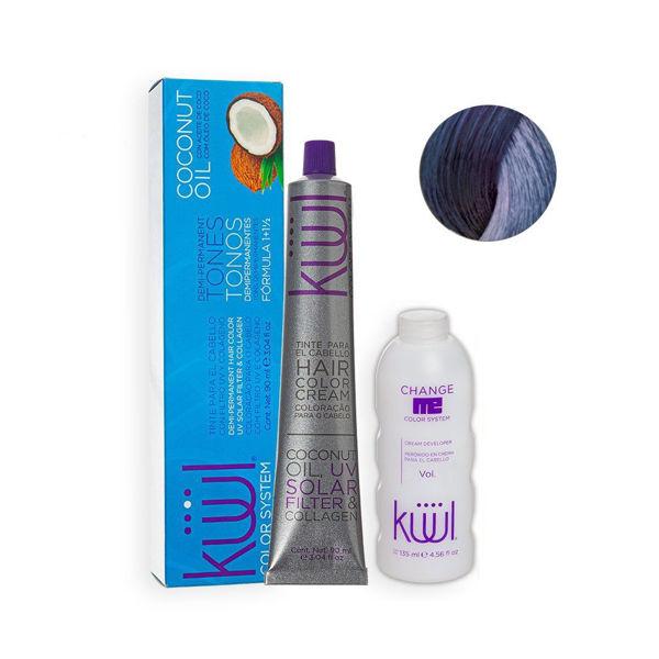 Imagen de Tinta Kuul Azul Metalico Con Aceite De Coco 90ml + Oxidante