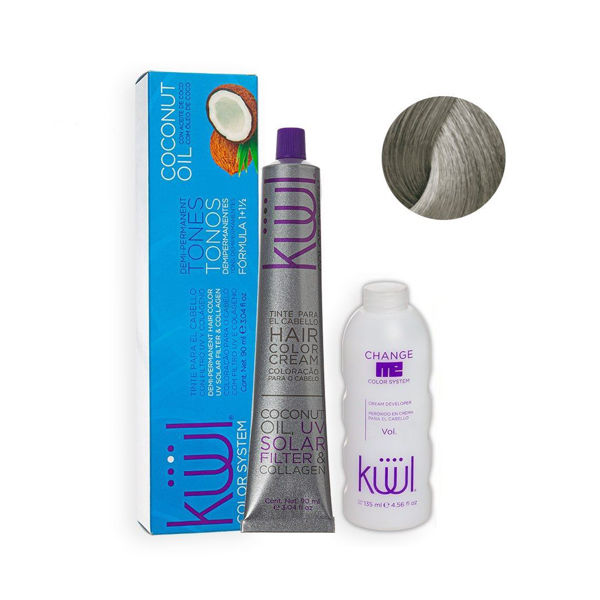 Imagen de Tinta Kuul Platinado Metalico Aceite De Coco 90ml + Oxidante