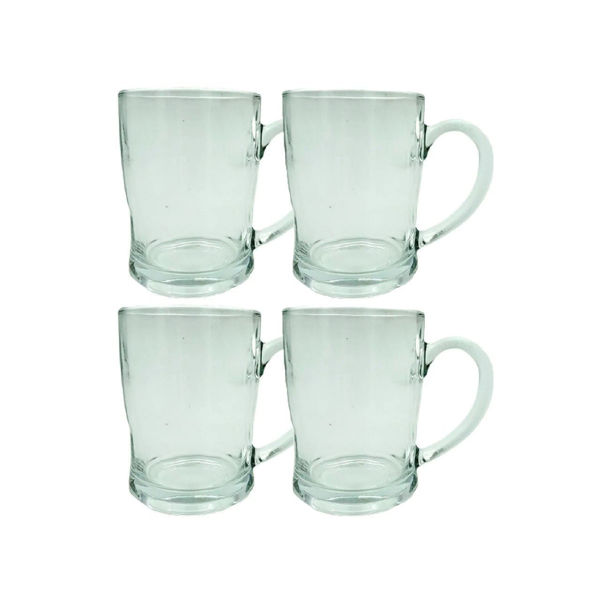 Imagen de Pack x4 Jarra Vaso De Vidrio Cerveza Con Asa De Vidrio 450ml