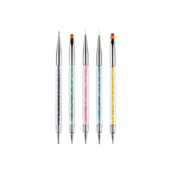 Imagen de Kit 5 Pinceles Doble Punta Para Diseño Uña Manicura Pedicura