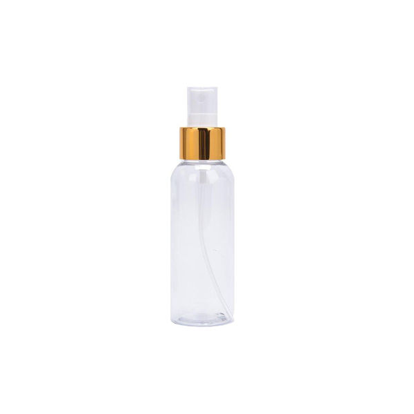 Imagen de Frasco Transparente Con Válvula Spray Virola Dorada 120ml