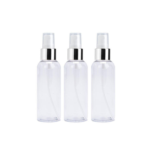 Imagen de Pack 3 Frascos Plasticos Tipo Bala Pico Spray Plata 120ml