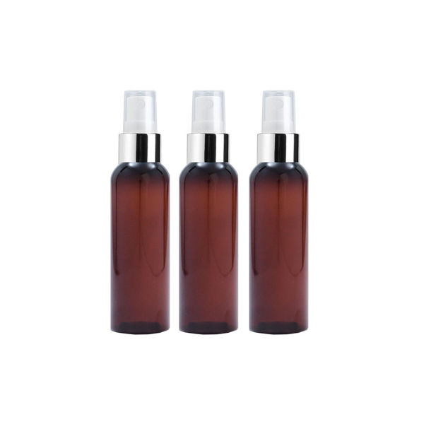 Imagen de Pack 3 Frascos Plasticos Ambar Bala Pico Spray Plata 120ml