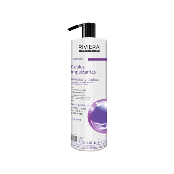 Imagen de Shampoo Matizador Riviera Rubios Impactantes Para Cabellos Teñidos 1 Litro