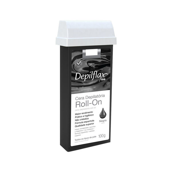 Imagen de Cera Depilatoria En Roll-on Depilflax Negra Para Vellos Gruesos Y Fuertes 100g