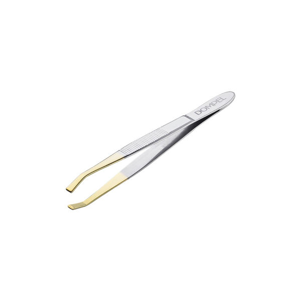 Imagen de Pinza De Cejas Curva Punta Color Oro Dompel Estetica