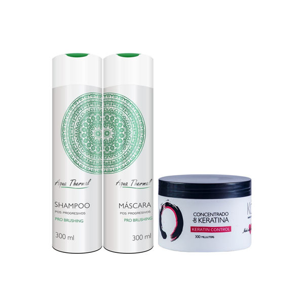 Imagen de Shampoo Sin Sal Aqua Thermal Pro Brushing 300ml + Acondicionador 300ml + Keratina 350gr