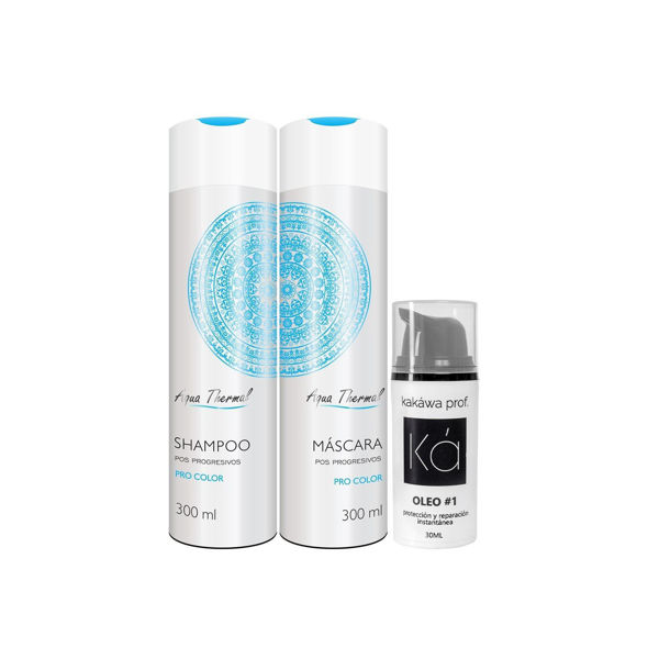 Imagen de Shampoo Sin Sal  Aqua Thermal Pro Color 300ml + Acondicionador 300ml + Oleo Reparador 30ml