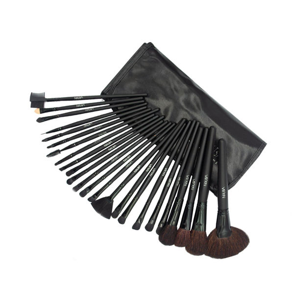 Imagen de Set 24 Pinceles De Maquillaje En Cartuchera Estuche De Cuero
