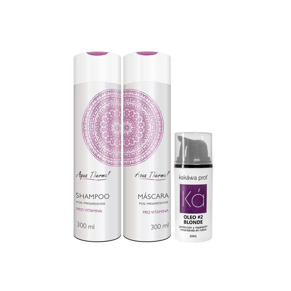 Imagen de Shampoo Sin Sal Aqua Thermal Pro Vitamina 300ml + Acondicionador 300ml + Oleo Blonde 30ml