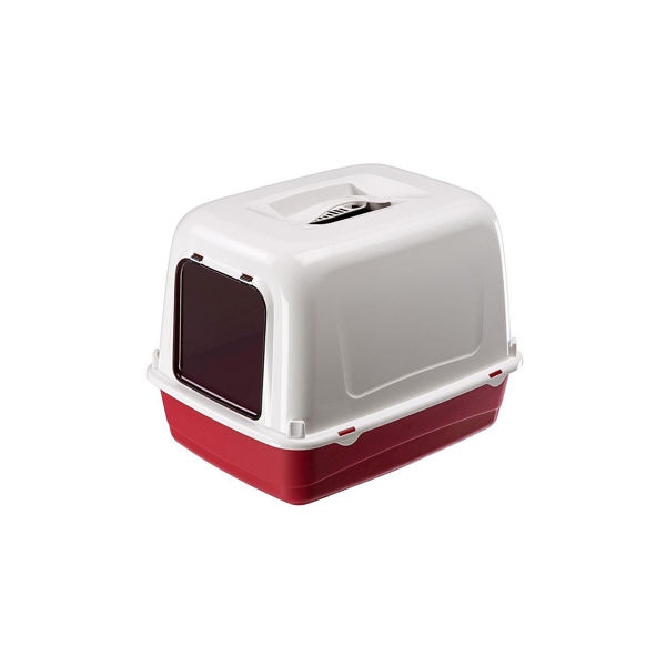 Imagen de Baño Bandeja Sanitaria Para Gatos Con Tapa Ferplast Rojo