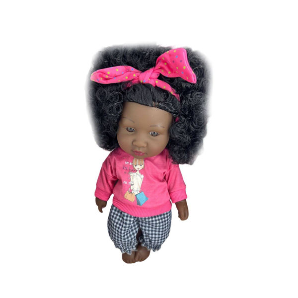 Imagen de Bebote Muñeca Niña De Goma Con Cabello Y Ropa Rosa 33cm