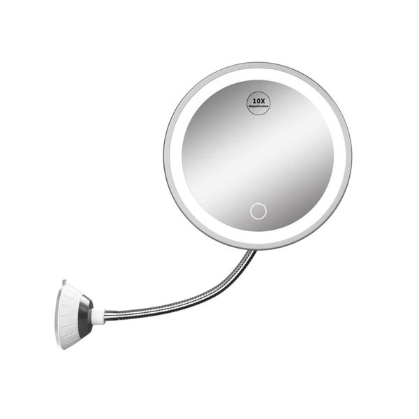 Imagen de Espejo Con Luz Led De 17cm Aumento X10 Flexible Con Ventosa