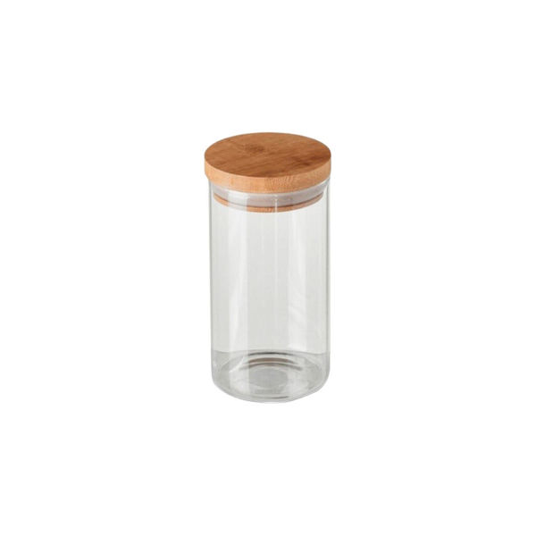 Imagen de Frasco De Vidrio Cilíndrico Con Tapa De Madera 6x12cm 290ml