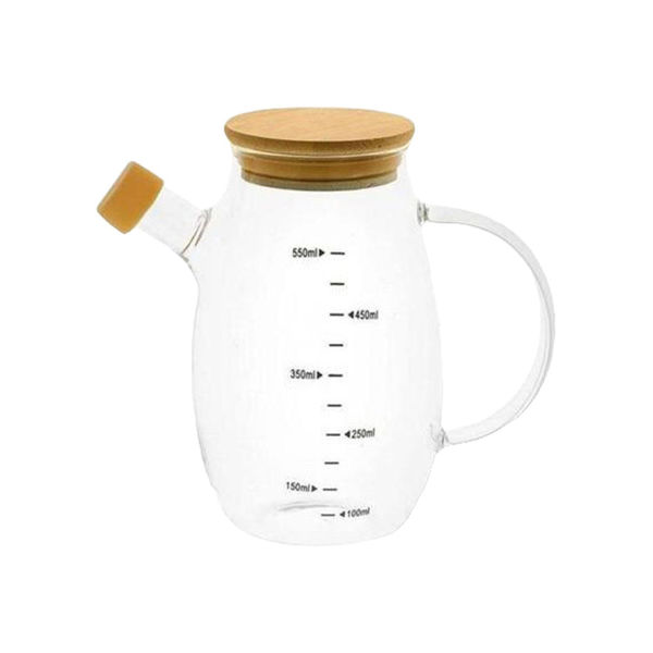Imagen de Aceitera de Vidrio Graduada Con Asa Y Tapa De Madera 550ml