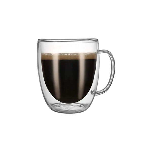 Imagen de Taza Jarra De Vidrio Doble Pared Con Asa Para Té Café 350ml
