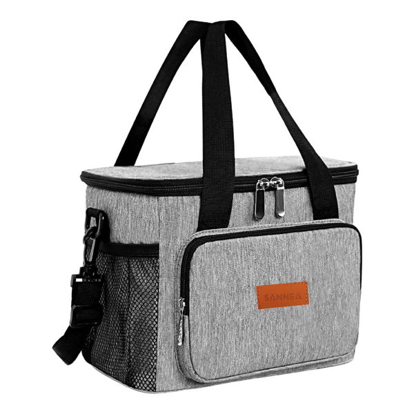 Imagen de Lunchera Bandolera Escolar Termica Grande Gris Sannea 26 L