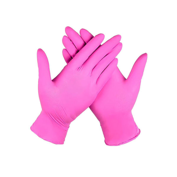 Imagen de Guantes De Nitrilo Descartables Rosa 10 Pares Talle L