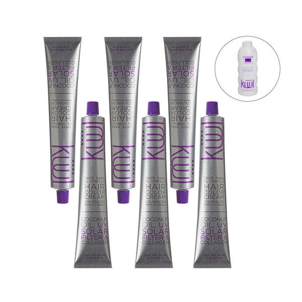Imagen de Pack 6 Tintas Kuul Con Aceite Coco 90ml + 6 Oxidantes 135ml