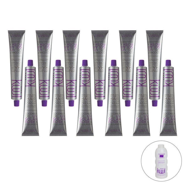 Imagen de Pack 12 Tintas Kuul De Aceite Coco 90ml + 12 Oxidantes 135ml