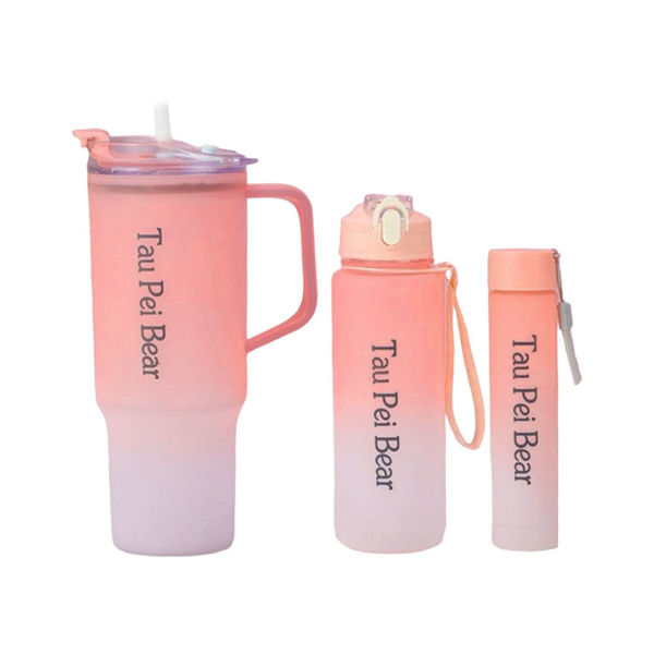 Imagen de Set 3 Vasos Plásticos Con Pico Y Asa Bicolor 230ml 700ml 1350ml