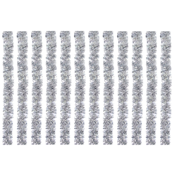 Imagen de Pack 12 Boa Guirnalda Fina Navideña Plateada Tornasol 200cm