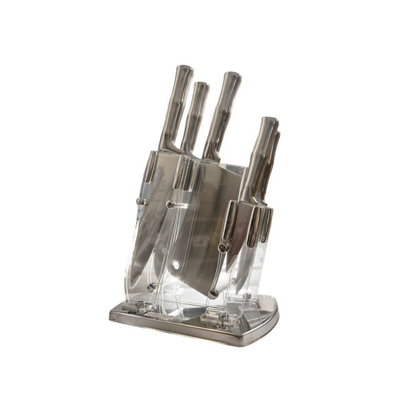 Imagen de Set De 5 Cuchillos De Acero Inoxidable + Base Transparente