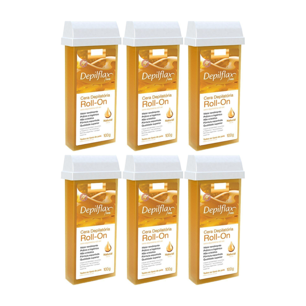 Imagen de Pack 6 Ceras Depilatorias En Roll On Depilflax Natural 100gr