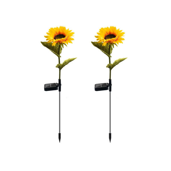 Imagen de 2 Girasoles Decorativos Para Jardín Con Luz Recargable Panel Solar 70cm