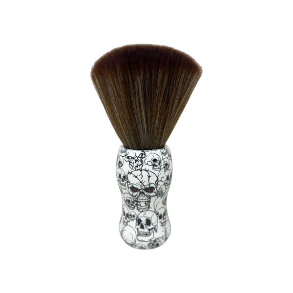 Imagen de Brocha Saca Pelo Barba Profesional Blanco Calavera Para Barberia 15cm